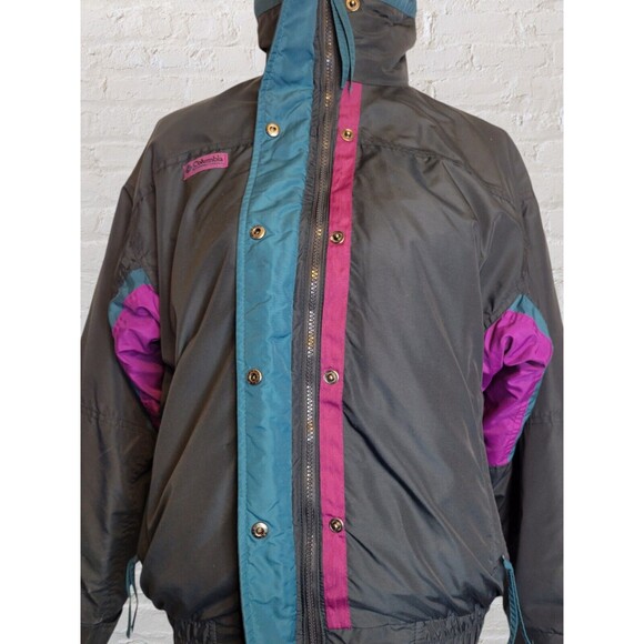 Vtg Columbia 80s Bugaboo Ski Coat MED Gray Purple 2pc Aztec Jacket Retro - Picture 10 of 15